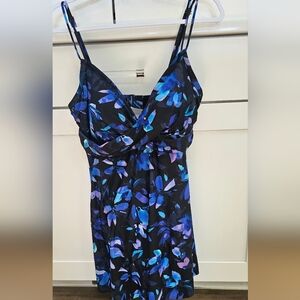 NEW Floral Blue and Purple SwimDress Size 14
